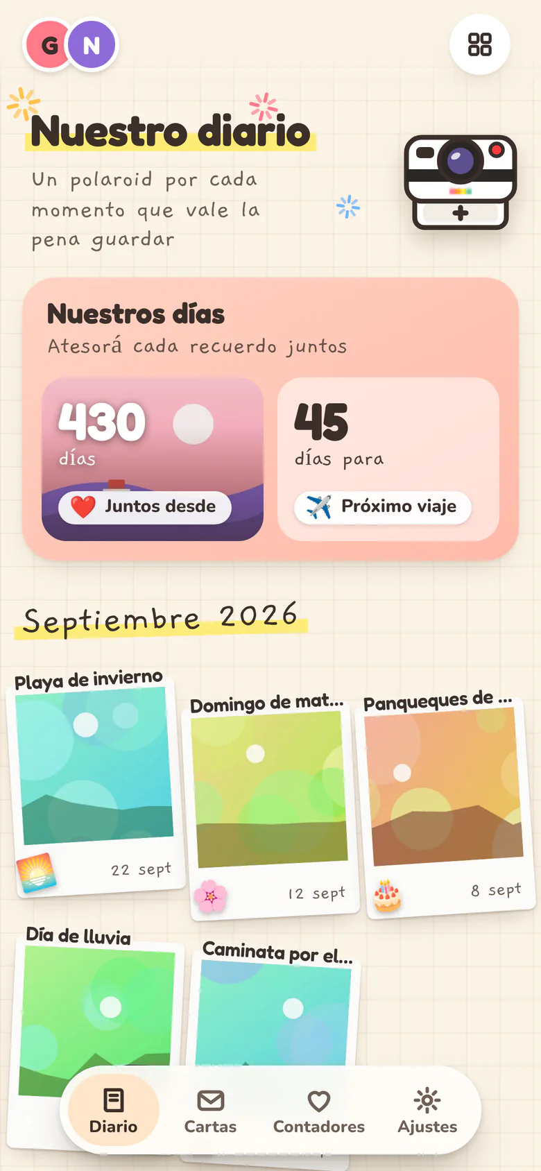 G&N: feed de recuerdos en forma de polaroids