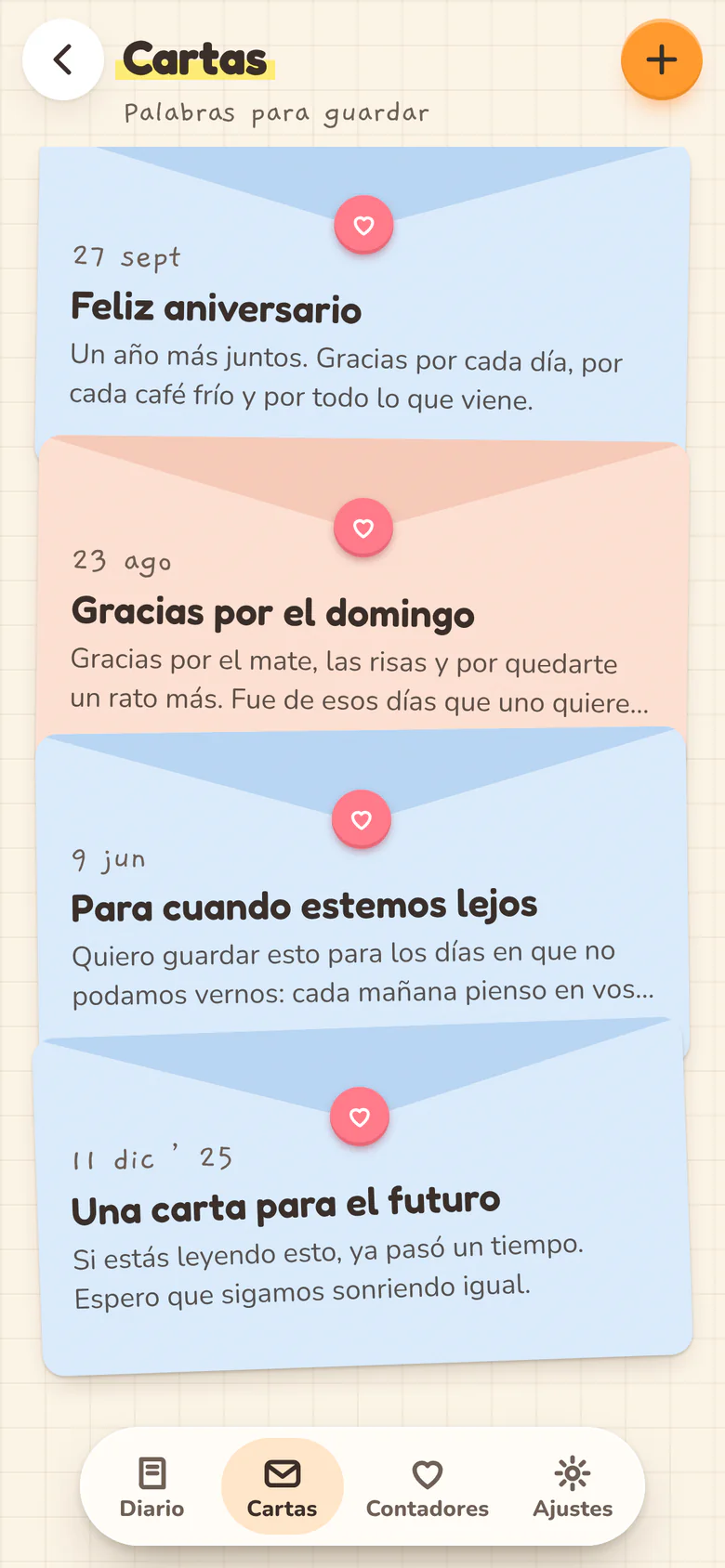 G&N: cartas con sobres y hoja de cuaderno